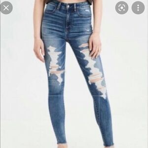 EXCELLENT DISTRESSED CONDITION SIZE 4 AMERICAN EAGLE SUPER HI-RISE JEGGING